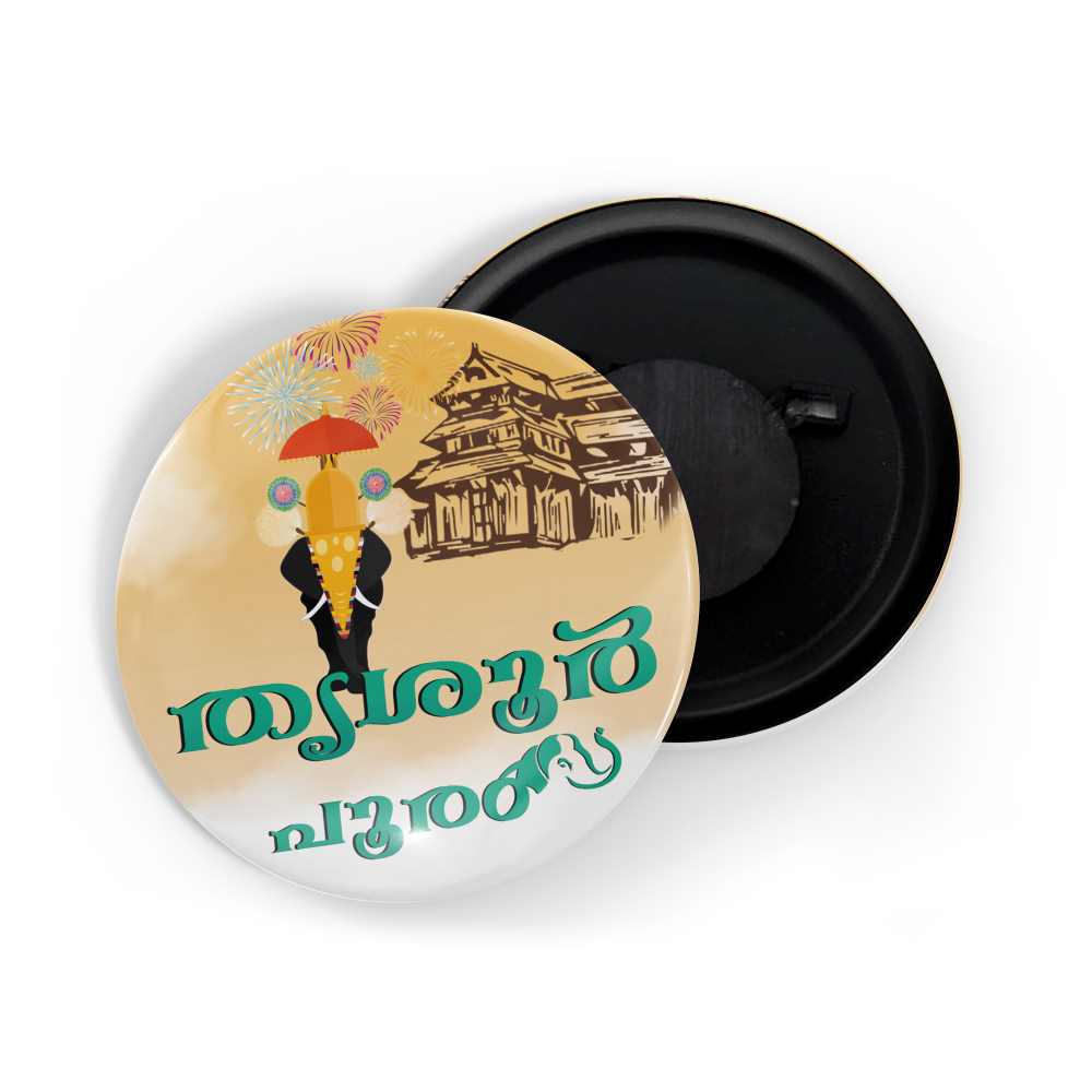 dhcrafts Fridge Magnet Multicolour Thrissur Pooram D1 Glossy Finish Design Pack of 1